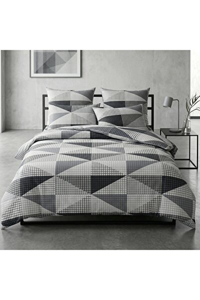 J W SAX 135x200 Set de lenjerie de pat din bumbac premium, J&W, cu mozaic geo...