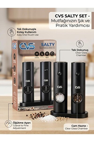 CVS DN 00039 Pilli Işıklı Tuz Ve Karabiber Değirmeni
