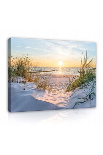 Wallarena Pictură pe pânză plajă mare apus de soare dune 120x80