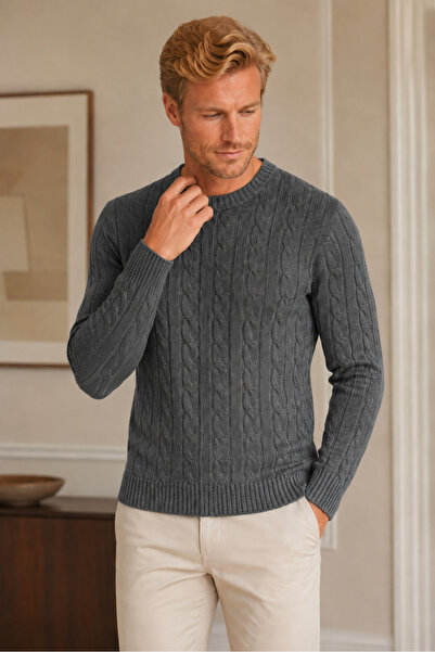 citystyle Men's Long Sleeve Crew Neck Hair Braided Timeless Classic Stylish E...
