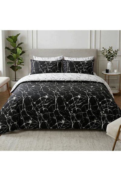 J W SAX Lenjerie de pat 135x200 din bumbac premium, cu model abstract, J&W, r...