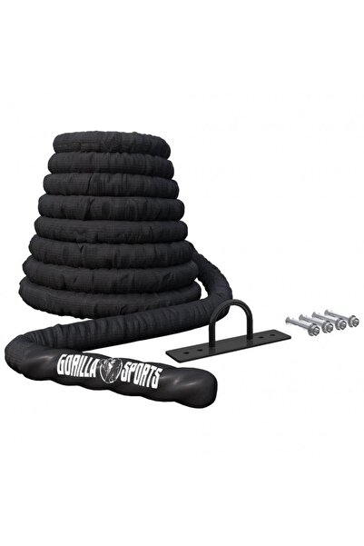 Gorilla Sports Battle Rope din nailon cu suport de perete inclus, 1,5-2 inch ...