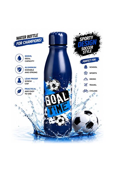 IRO Sticlă de apă din aluminiu pentru copii, 600ml, Albastru, Model cu temati...