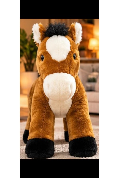 Toys 45 CM Kahverengi At Peluş Oyuncak – Yumuşak Tüylü Sevimli At Figürlü Hed...
