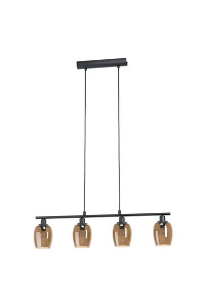 Eglo Lustră ZABALEA 98765, 4 x E14, max. 4 x 40 W, sticlă bronz, negru, 78,5 cm