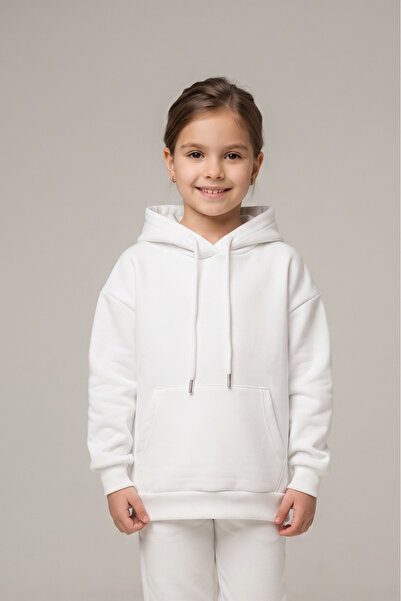 CRASSİ Kız Çocuk Sweatshirt Kapüşonlu 3 İpli Polarlı Şardonlu %100 Pamuk