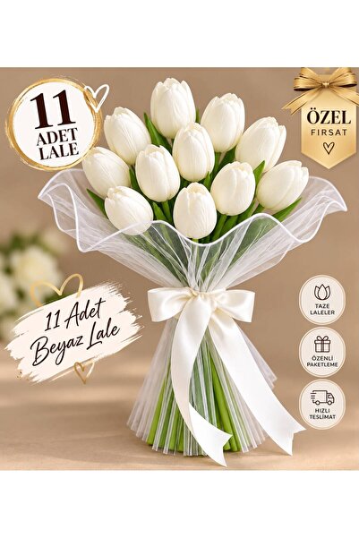Tüllü Lale Gelin Buketi ve Damat Yaka Çiçeği Seti