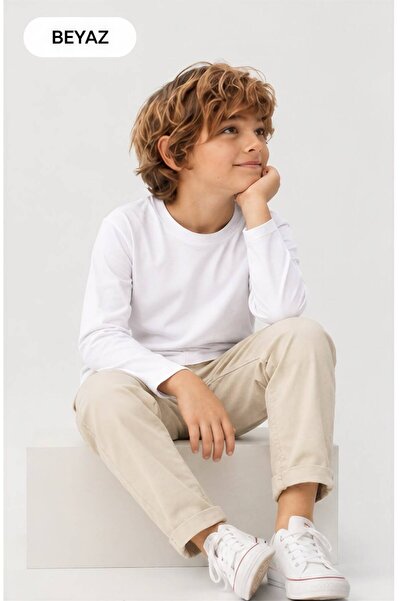 mirkidsclub Children's Unisex Long Sleeve Basic T-Shirt 100% Cotton
