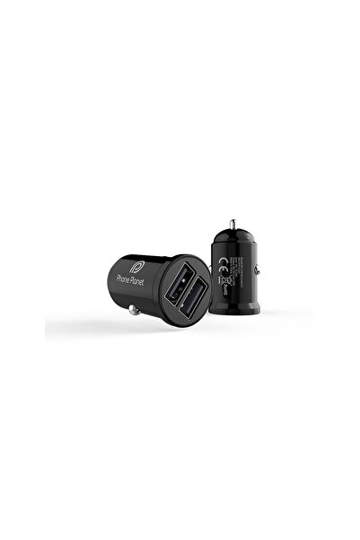 PHONE PLANET فون بلانت شاحن سيارة بقوة 24 واط منفذين USB - اسود