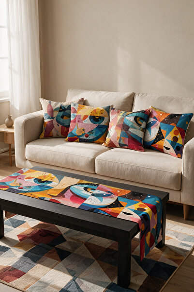 LadiesHome Colorful Abstract Eye Pattern Double-Sided Printed Suede 5-Piece L...