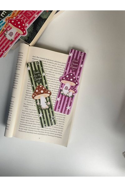 tinystoriestr Colorful Mushroom Motto Themed Bookmark 5 Pieces