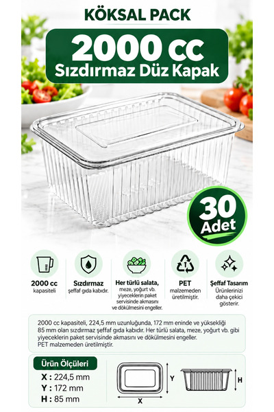 Köksal Pack 30 قطعة من حاويات الطعام البلاستيكية الشفافة المقاومة للتسرب سعة ...