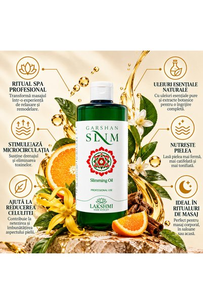 Lakshmi Ulei Anticelulitic Profesional Garshan Slim 500 ml, pentru Masaj Corp...