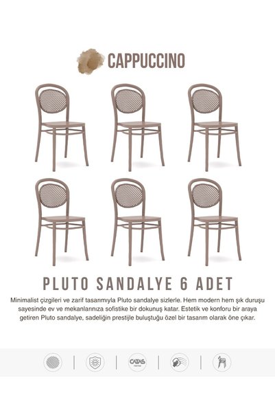 Daim Plastik PLUTO LÜX CAFE & RESTAURANT SANDALYESİ 6 Lı Set