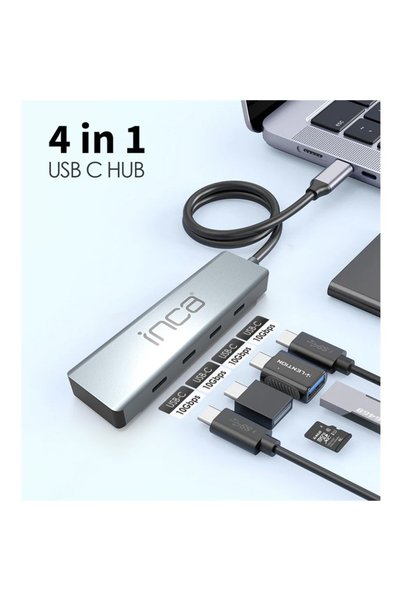 Inca ITPT-4T TYPE-C HUB X4 TYPE-C PORT 3.1 10GBPS ALUMINYUM KASA ÇOKLAYICI