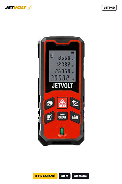 JetVolt 50 Metre Dijital Lazer Mesafe ve Alan Ölçer - Kırmızı