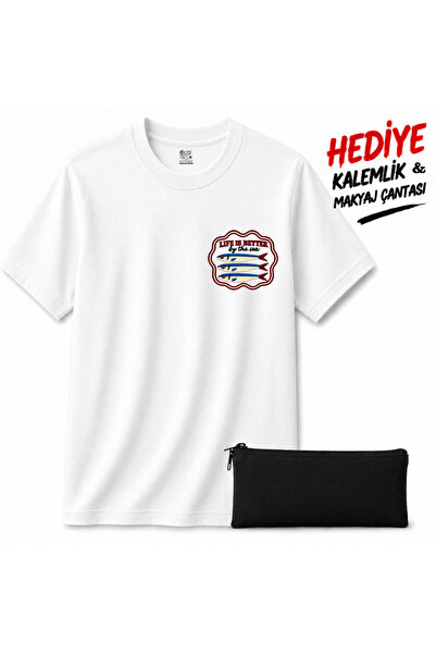 barsdepo Life Is Better Hamsi̇li̇ Printed T-Shirt, Unisex 100% Cotton (with S...