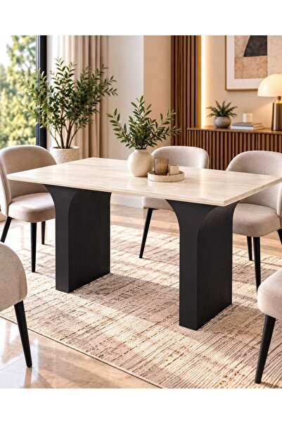 TrentonGCC Modern Marble Design Dining Table 160x90x77 cm – Elegant Dining Ta...