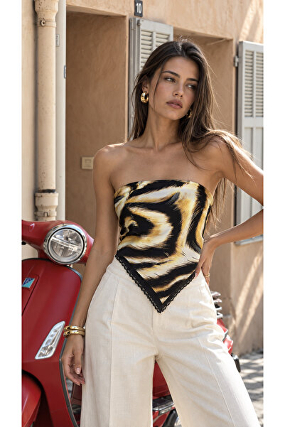 tarzınısec Alege-ți stilul: Eșarfă / Bandană cu model leopard auriu, dantelă ...