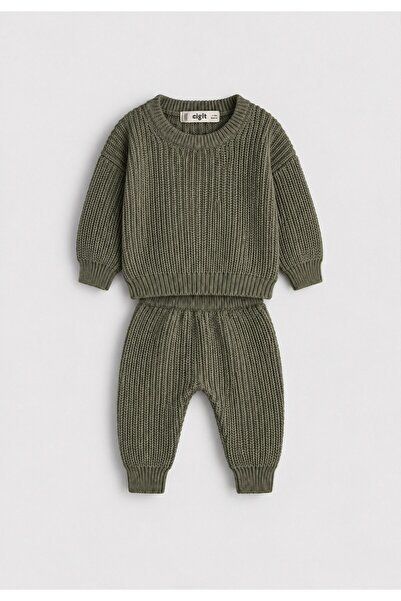 Cigit Selanik Knitwear Set 1-5 Years Mint Green