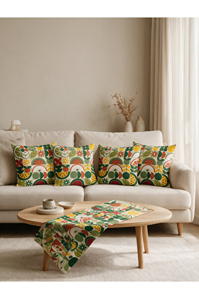 LadiesHome Retro Watermelon Fruit Patterned Double-Sided Suede 5-Piece Living...