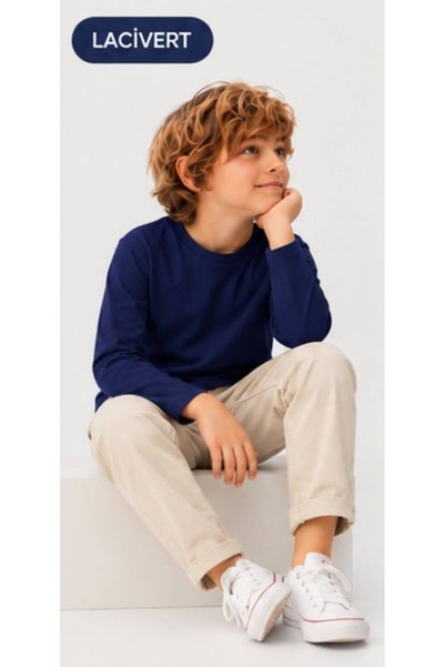 mirkidsclub Children's Unisex Long Sleeve Basic T-Shirt 100% Cotton