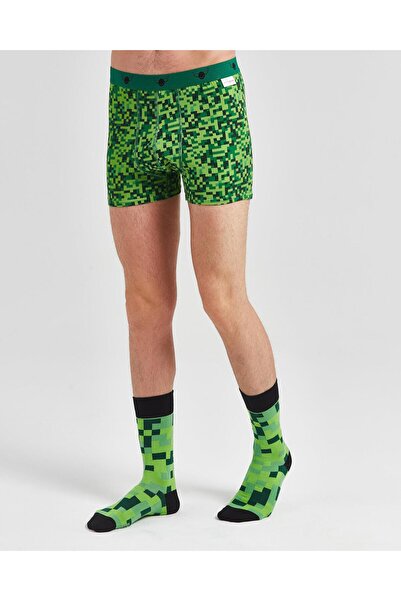 Bolero Minecraft Green Retro Desenli Boxer ve Çorap