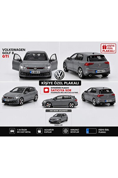 WELLY ToyzMarket wolkswagen golf gti Nardo Gri KİŞİYE ÖZEL PLAKALI metal mode...