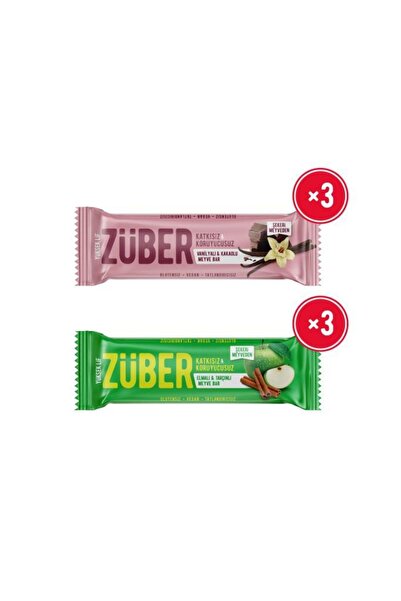 Züber Meyve Bar İkili Deneme Paketi 40g x 6 Adet (Vanilyalı ve Kakaolu, Elmal...