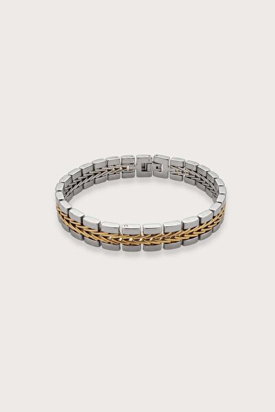 ablukaonline Men's Double Row Franco Chain Stainless Steel Bracelet Gold