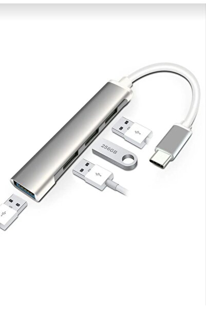 KTR TECH 4'ü 1 Arada Alüminyum Type-C to 4 Port USB 3.0 Hub Çoğaltıcı ve OTG ...