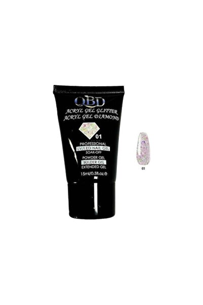 OEM QBD Ακρυλικό τζελ χτισίματος νυχιών #01 - Diamond Acrylic gel glitter UV/...