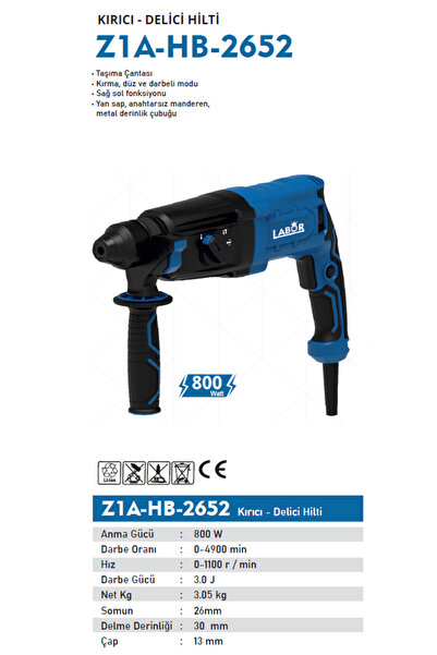 Z1A-HB 2652 Profesyonel Elektrikli Kırıcı Delici Hilti 800