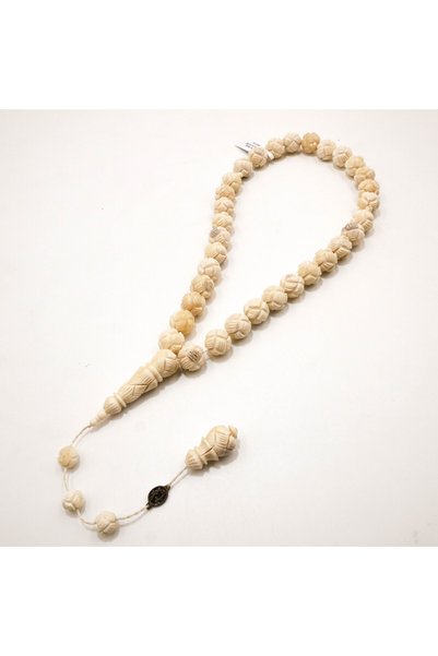 Generic Brand Ezam Camel Bone Rosary Prayer Beads – 33 Beads, 14mm Carved Rou...