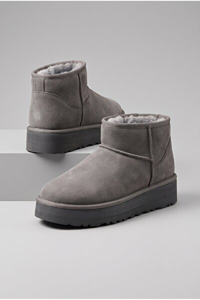 Sista Shoes Süper Ultra Mini Süet İçi Kürklü Trendy Kalın Taban Kadın Bot Aya...