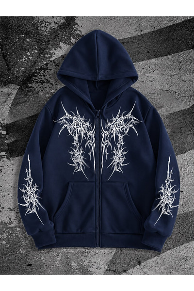 HAI COLLECTİON Çocuk 3 İplik Grafik Baskılı Fermuarlı Hoodie – Kapüşonlu Cepl...