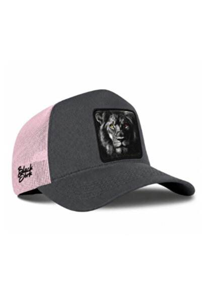 BlackBörk Anthracite-Pink Trucker Hat with Lion K Logo