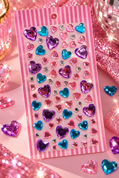 BearPear Pembe Mor Mavi Yüz Taşı Seti – Festival, Parti ve Makyaj Taşı Face Gems