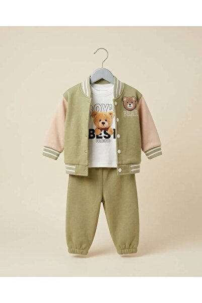 EFEYOO 3'LÜ BEAR AYI NAKIŞLI ERKEK BEBEK TAKIM baskılı body 6,12,18,24 ay yen...