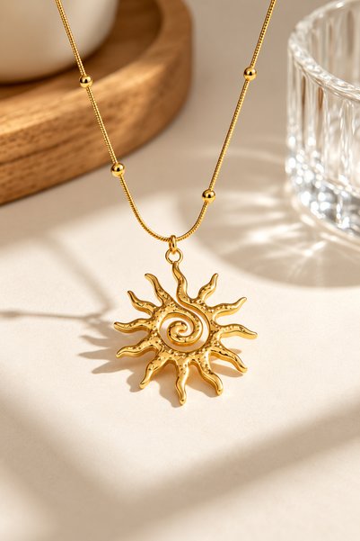 The Collection Toplu Yılan Zincir Antik Güneş Kolye