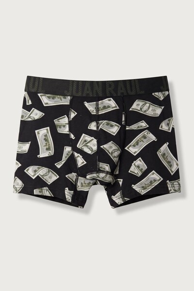 ablukaonline Erkek Pamuklu Dolar Desenli Boxer Siyah