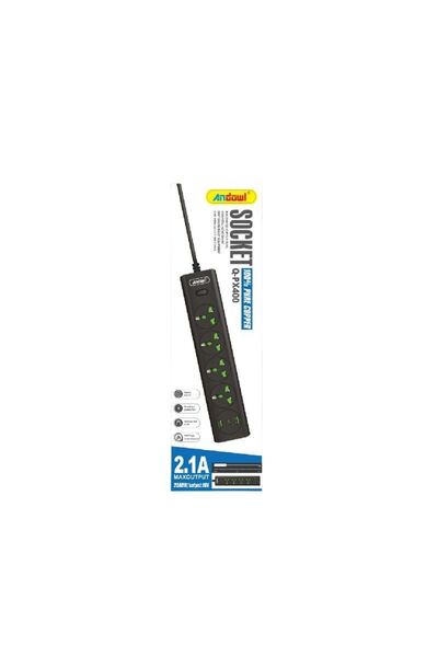 OEM Andowl Πολύπριζο με Αγγλική Πρίζα 4 Θέσεων + 2 USB Θύρες με Διακόπτη Q-PX...