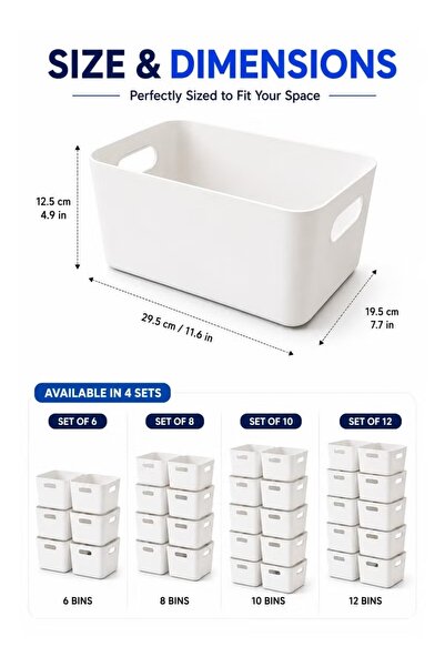 zeetwo Plastic Storage Bins with Handles, Multi-Purpose Cabinet, Desk & Pantry Organizer