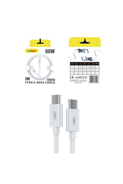 OEM Andowl Q-SJ230 Καλώδιο γρήγορης φόρτισης TypeC 60W PD 1m Λευκό - Data Cable