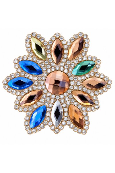 Generic Brand Flower Figured Gold Crystal Stone Iron-On Applique Arma 6X6 cm ...