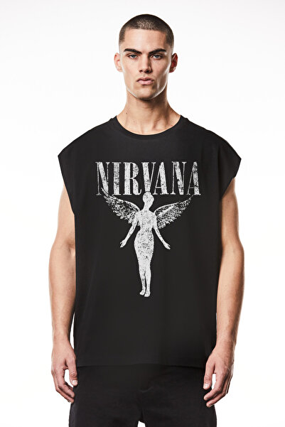 ROCKANDROLL Melek Nirvana majica bez rukava crna oversize