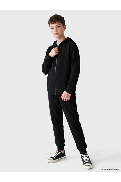 LC Waikiki Özmarka New Season Black Boys' Tracksuit Set