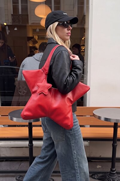 BAHELS Staria Red Star Charm Tote Shoulder Bag