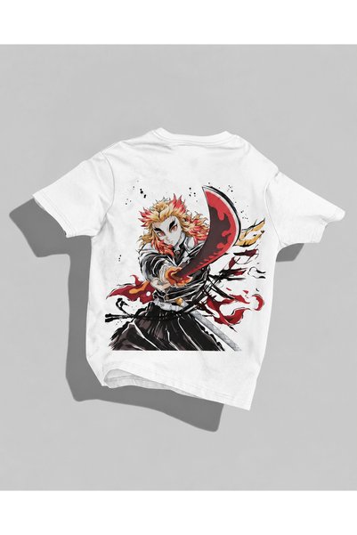 Nulivez Rengoku Kyojuro Anime Printed Oversized T-Shirt – Demon Slayer Unisex...
