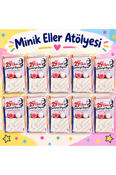 minik eller atölyesi 20 Adet 29 Ekim Görselli Türk Bayrağı Taş Boyama Seti,Öğ...
